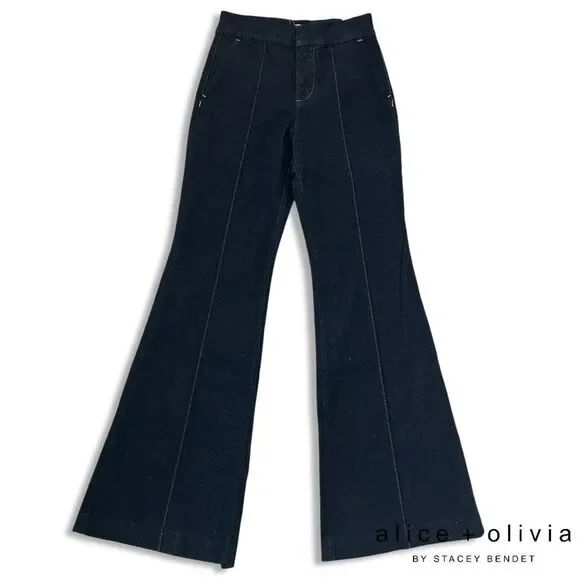 Alice + Olivia **NWT** The Trouser Flared Jean in Dark Rinse Denim